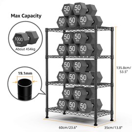 M MZG 1000 lbs Storage Shelving Steel Heavy Duty 4-Tier Utility Shelving Unit Steel Organizer Wire Rack for Home,Kitchen,Office,Black (13.7" D x 23.6" W x 53.4" H)