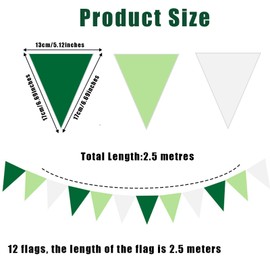 32ft Green Bunting Banner Pennants Decorations Fabric Triangle Flag Pennant Party Ornaments for Home Garden Wedding