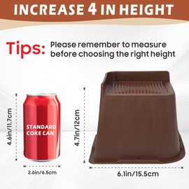 MixDora Bed Risers Heavy Duty 4 inch Furniture Risers L-Shape Table Riser Chair Raisers Lifter for Sofas Couches Desks Set of 4 Pack Dark Brown (Dark Brown, 4 inch)