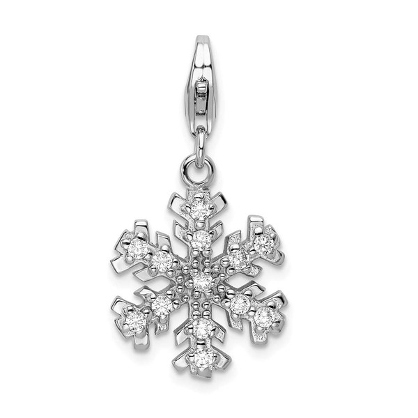Solid 925 Sterling Silver Glass Stone Snowflake Lobster Clasp Charm