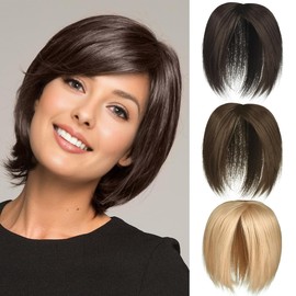 Yamel Hair Toppers for Women 3 Clips in Hair Pieces Topper Straight Light Natural Brown 8 Inches Short Synthetic Wiglets Hairpieces for Thinning Hair