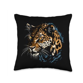 Leopard Animal Print Drawing Safari Wildlife Nature Motif Throw Pillow