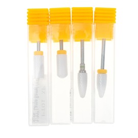 HONMEET 4pcs Ceramic Nail Drill Bits for Nail Care Cuticle Removal and Polishing Durable Grinding Heads for Manicure and Pedicure Tools