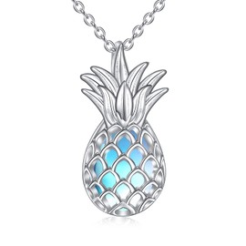 YAFEINI Mermaid/Pinneapple Necklace Sterling Silver Dainty Moonstone Mermaid Pendant Necklace Mermaid Jewellery Gifts for Women, Sterling Silver, Moonstone