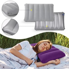 Heveer Inflatable Camping Cushion Ultralight Travel Pillow 47 x 30 cm Flocking Pillow for Outdoor 4 Colours Pack of 4