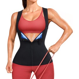 Junlan Waist Trainer for Women - Sauna Suit Sweat Vest Waist Trimmer for Working Out(Blue,Small)