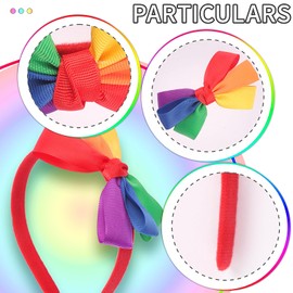 BYNYTO Rainbow Ribbon Bow Headband, Pride Rainbow Headband, Pride Hair Accessory for Women and Girls