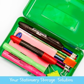 BAZIC Plastic Pencil Case Utility Storage Box, Assorted Color, Multi Purpose Organizer for Pens Pencils, 4-Pack