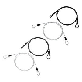 PATIKIL 5/32" Dia Vinyl Coated Stainless Steel Cable with Loops, 4 Pcs 4 ft (47") Flexible Wire Rope Security Chain Lanyard Lock for Outdoor Stage Lighting Luggage Lock, Black/Clear