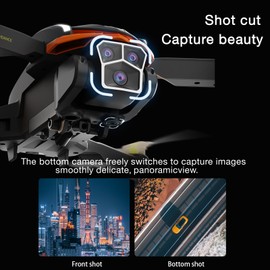 Drone with Camera, FPV Drones with Camera for Adults, Foldable Remote Control Quadcopter Helicopter Toys for Boys Girls, 360 Flips, 90° Adjustable Lens, 3 Batteries