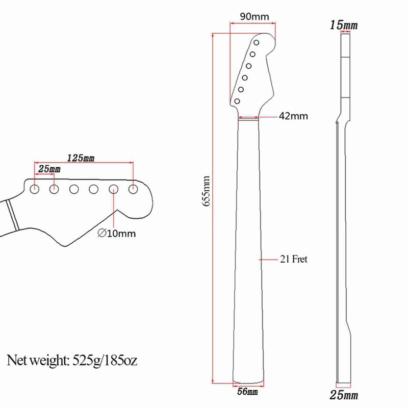 21 Fret Electric Guitar Neck Maple Neck Fretboard for Guitar