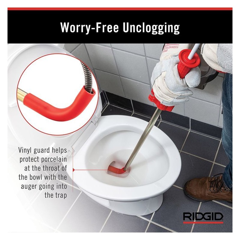 Ridgid K-3 3-Foot Toilet Auger w/ Bulb Head - 59787