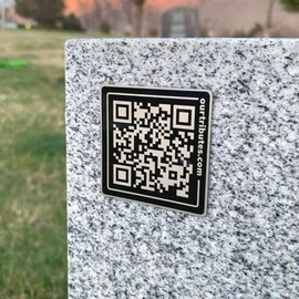 Our Tributes Pet Memorial Outdoor QR Plaque and Webpage; Dog Passing Away Gifts, Pet Headstones for Dogs or Pet Grave Marker; Dog Rememberance Gift (Black)