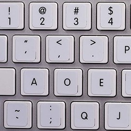 MAC DVORAK KEYBOARD STICKERS ON WHITE BACKGROUND