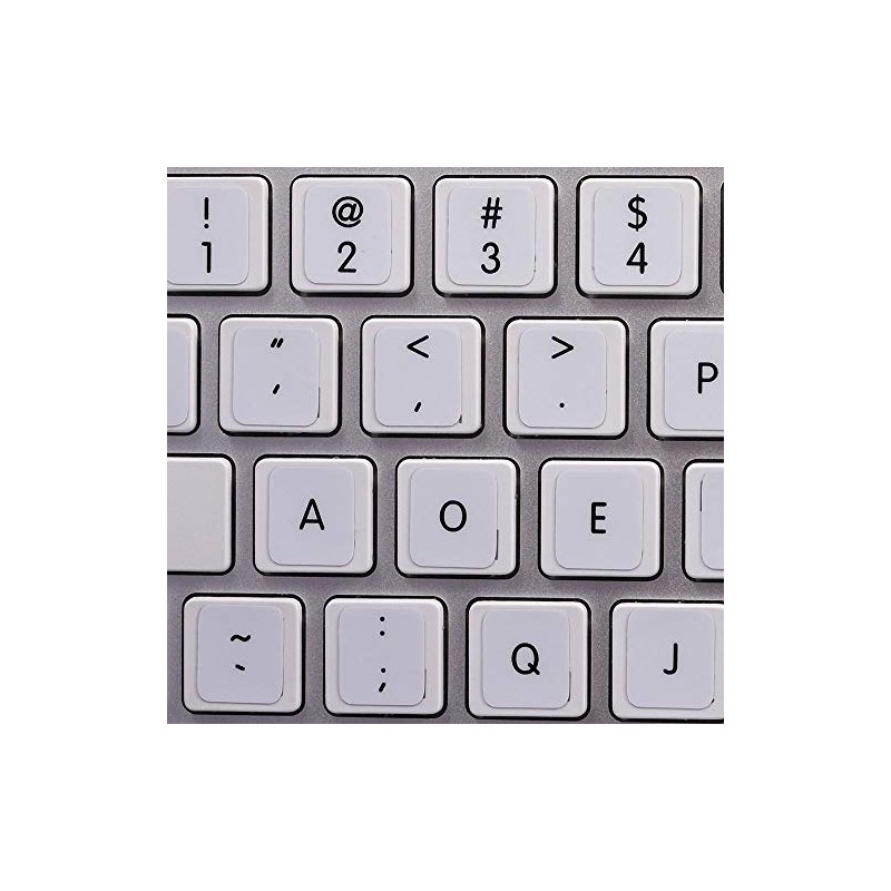 MAC DVORAK KEYBOARD STICKERS ON WHITE BACKGROUND