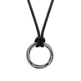 HAQUIL Viking Runes Necklace, Retro Vintage Stainless Steel Norse Rune Coin Talisman Pendant, Faux Leather Cord, Viking Jewelry Gift