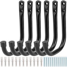 Garage Storage Hooks, 6 Pcs Heavy Duty J Hooks, Wall Mount Steel Organizer for Garden Tools, Bags, Hoses, Ladder, Sports Equipment