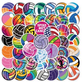 50PCS Volleyball Stickers for Teen Girls Team Players Coach, Large Waterproof Vinyl Volleyball Sport Stickers Pack, Volleyball Gifts for Laptops,Journal,Luggage,Skateboard,Water Bottles (Multicolor)