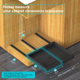 Expandable Pull Out Cabinet Organizer 17" Deep, Adhesive Pull Out Drawers For Cabinets 13.4"W - 19.7"W, No Drill Pull Out Cabinet Organizer Expandable, Expandablet Drawer For Kitchen, Pantry, Bathroom