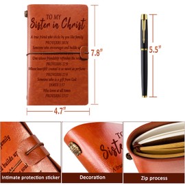 Christian Sister Gift, Sister in Christ Gifts for Women Leather Journal Notebook Sisters Gifts from Sister Christian Gifts for Women Religious Gifts for Women Sister Best Friends Friendship Faith Gifts, Sister in Chirst