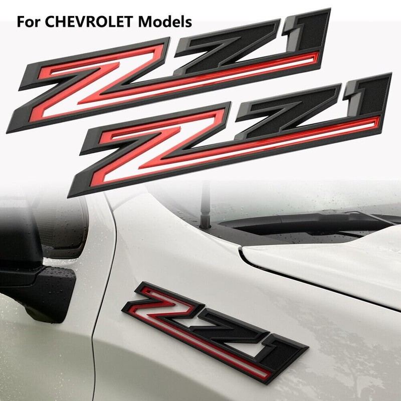 2PCS Black & Red 2019-2023 Silverado Z71 Emblem Badge 84632695