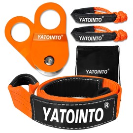 YATOINTO Off Road Recovery Kit 10 Ton Heavy Duty Snatch Block Pulley, Tree Saver Strap 3" x8' and 2pc Soft Shackle 1/2"x22" Recovery Winch Accessories for Car Truck SUV ATV