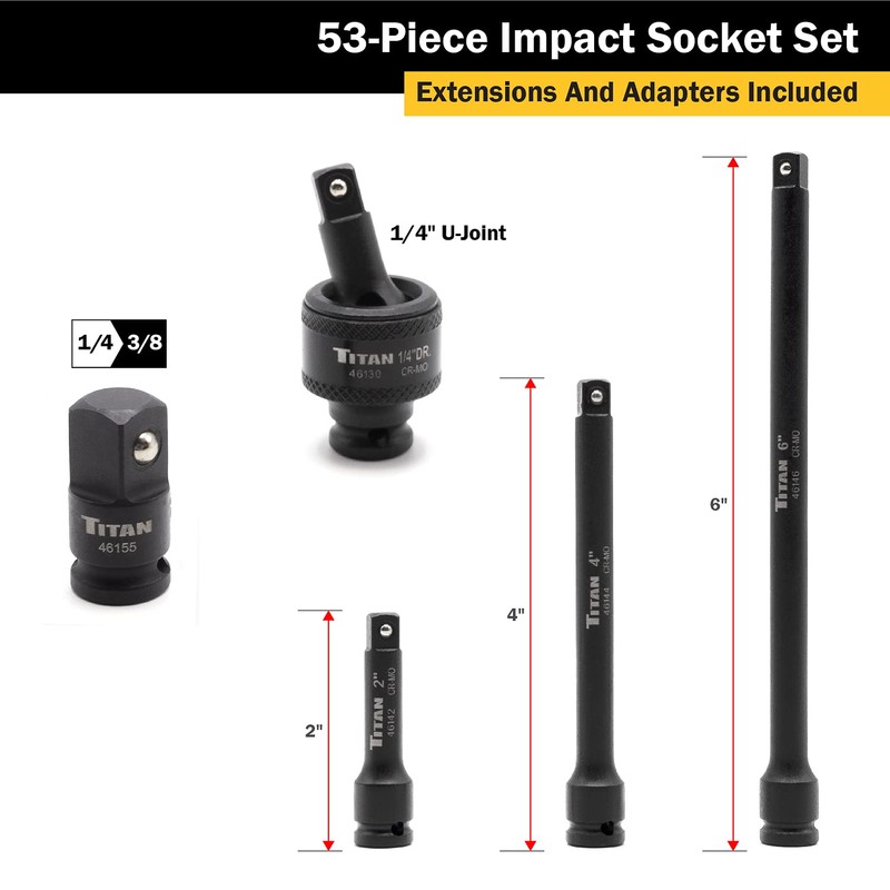Titan 46053 1/4-Inch Drive SAE & Metric Impact Socket Set