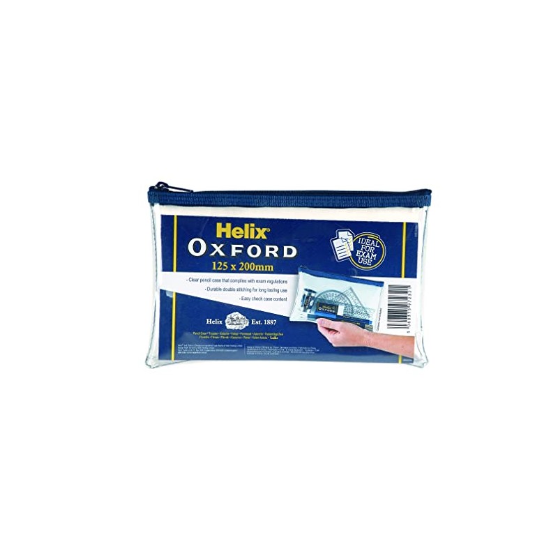 Helix Oxford 8 inch Clear Pencil Case