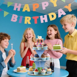 Foneso Cupcake Stand, Large 3-Tier Party Cupcake Holder Tray Dessert Tower for Kids Birthday Party Game Themed Party Favors Supplies Decoration