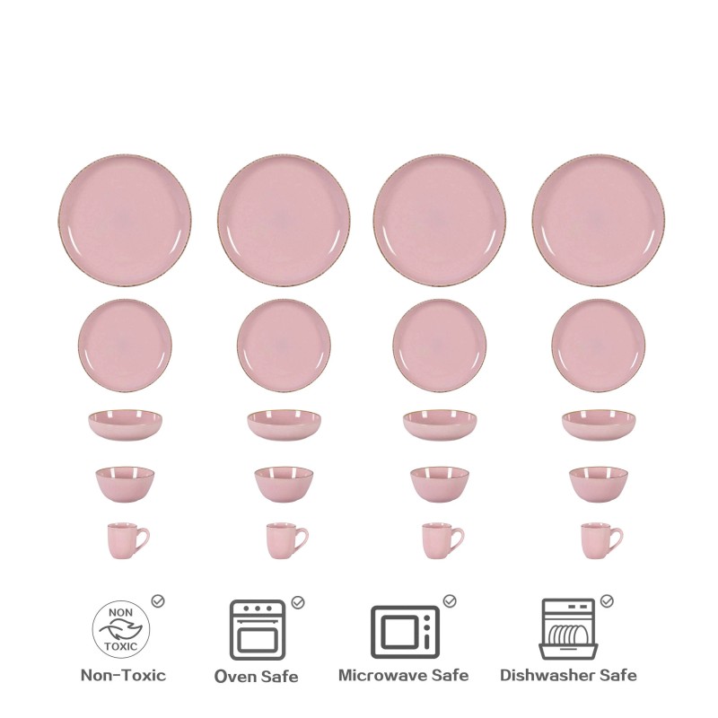 September Promotion 20 Pc Pink Ceramic Dinnerware SetWholesale Restaurant Ceramic