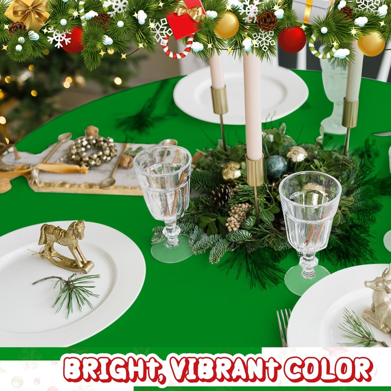 Amylove 12 Pcs Christmas Plastic Tablecloth 84 Inch Round Disposable
