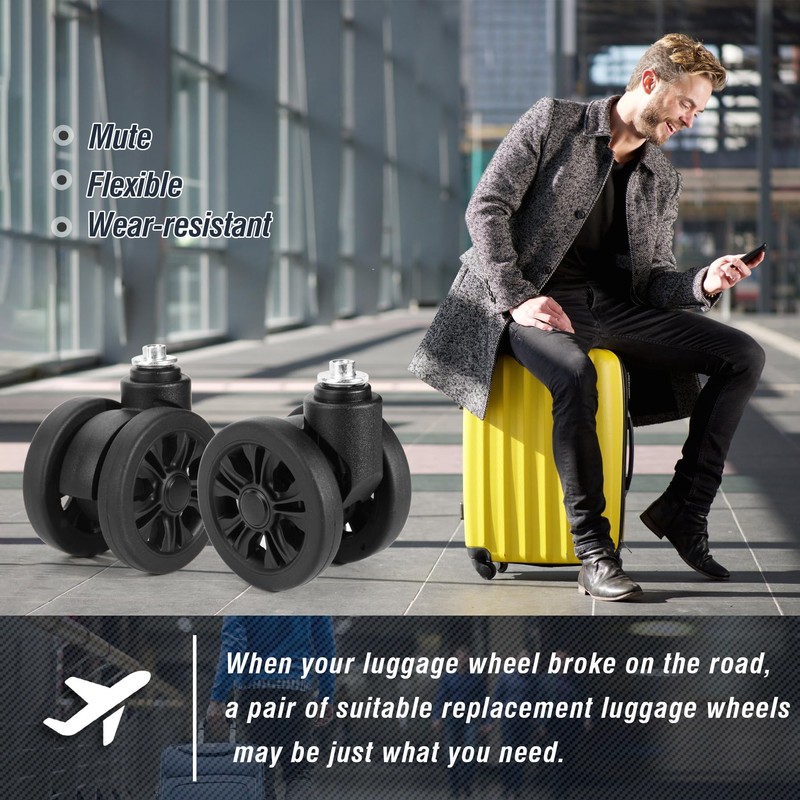 Zoofen Luggage Wheels Replacement 4 pcs Suitcase Replacement Wheels Wear-Resistant