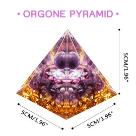 DRTMLY Orgone Crystal Pyramid, Small Orgonite Pyramid Porstive Energy Generator, Healing Crystal Pyramid for Resist Stress, Bring Good Luck and Wealth (Amethyst)