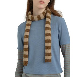 Cute Stripe Scarf for Women Skinny Scarf Y2k Neckerchief Fashion Scarves Knitted Womens Scarf Accessory Fall Winter