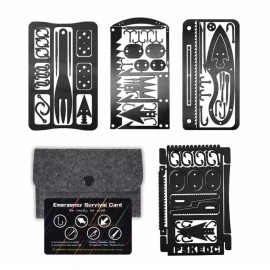 Unbranded 4PCS/set Survival Multitool Stainless Steel Credit Card Size Emergency Kit