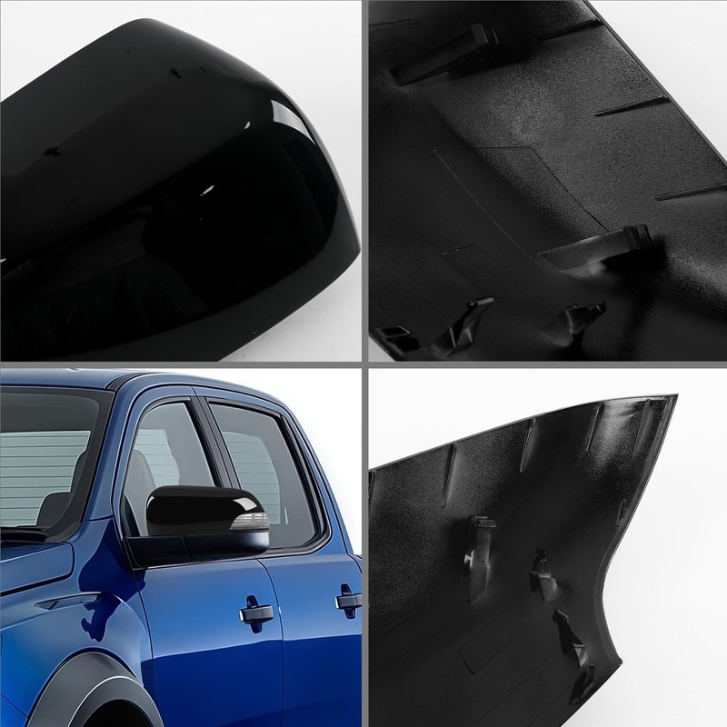 1 Pair Glossy Black Side Mirror Cover Caps for Ford
