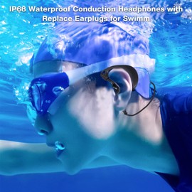 Kopfhörer Sport in Ear, IP68 Wasserdichter Kopfhörer Schwimmen mit Ersatz-Ohrstöpseln, 3,5 mm Sportkopfhörer für Schwimmbad, Dusche, Wakeboarden, Surfen, Schnorcheln, Laufen und Fitness