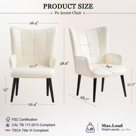 HUIMO Accent Chair, Modern Living Room Chair with Soild Wood Leg, Upholstered Armchair for Living Room Bedroom Home Office (1, Cream)