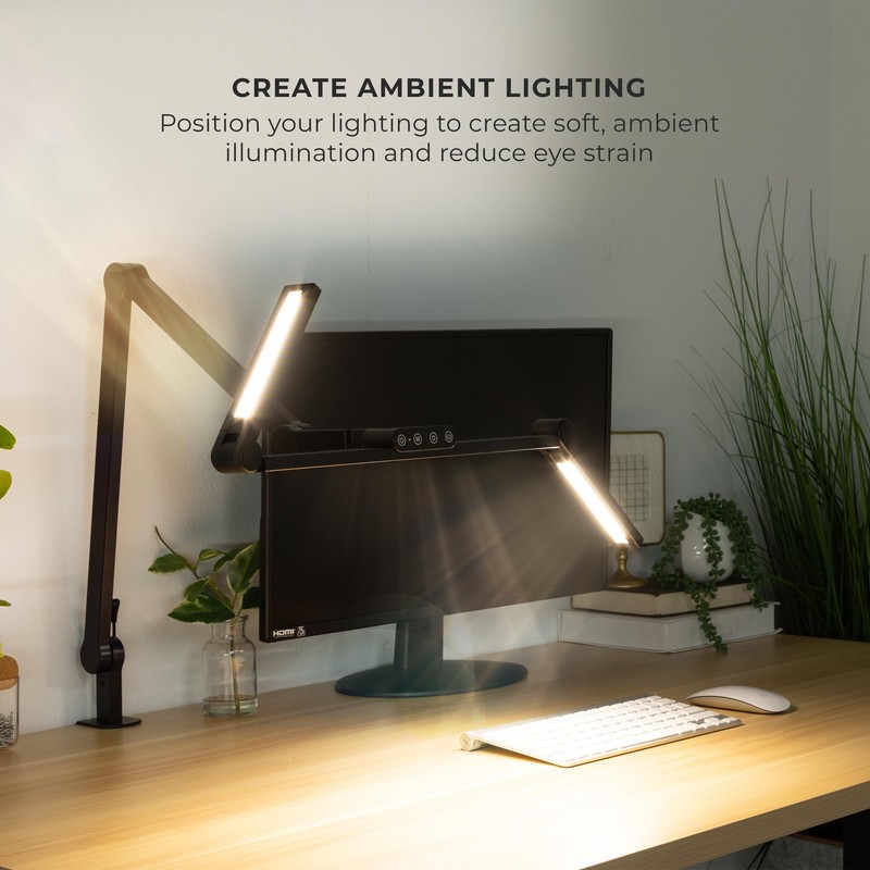Mount-It! LED Desk Lamp with Adjustable Swing Arms and Clamp