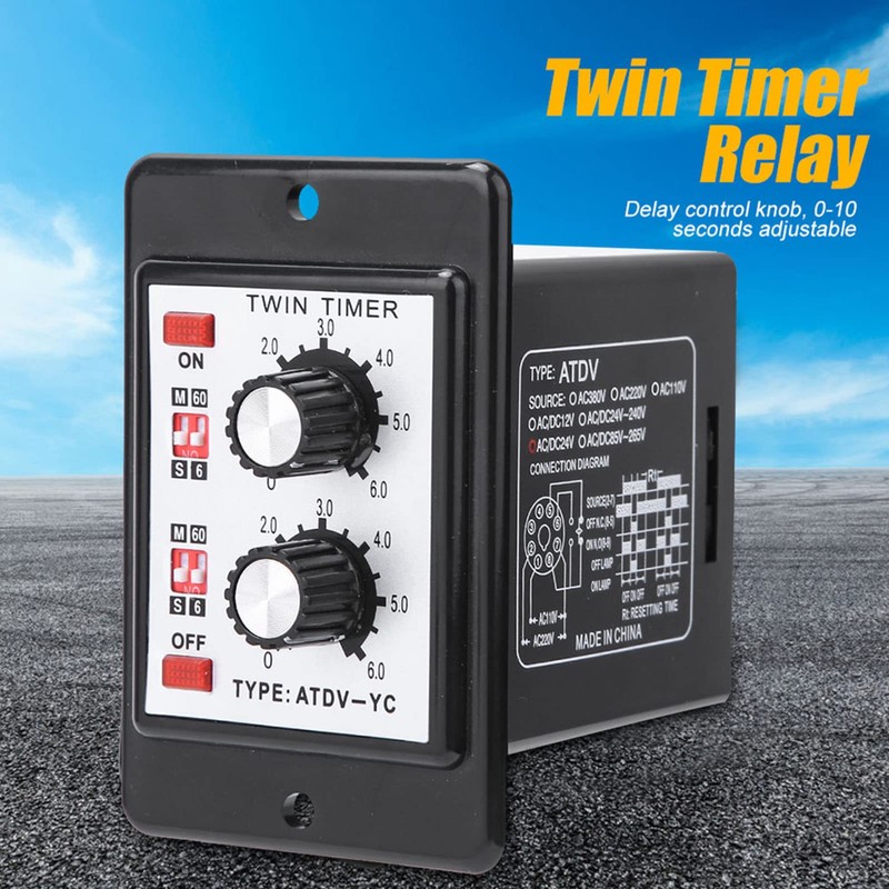 On Off Twin Timer Relay Knob Control Time Switch ATDV-YC
