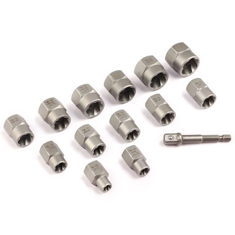 3/8” Drive Impact Bolt Nut Extractor Set, 13 Pcs Lug