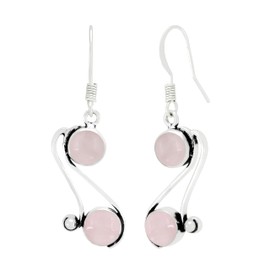 Natural Moonstone Lapis Malachite Simulated Garnet Peridot Blue Topaz Dangle Earrings 8mm Round Shape Gemstones 925 Silver Overlay handmade Dangle Earrings, Silver, rose quartz