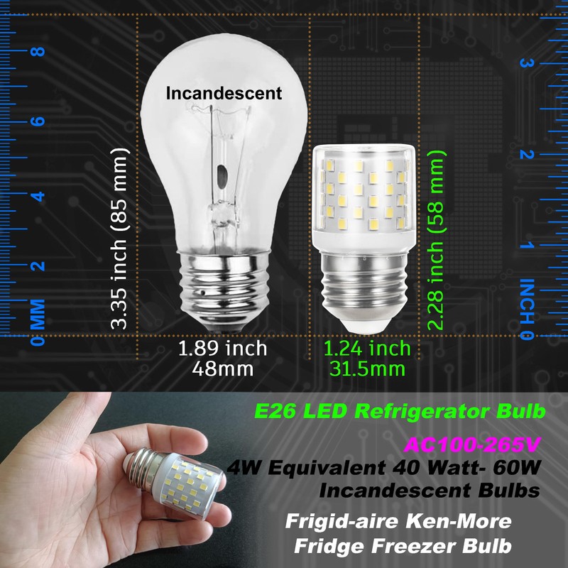 LED Refrigerator Light Bulb 4W Replacement 40W-60W Fridge Light Bulb