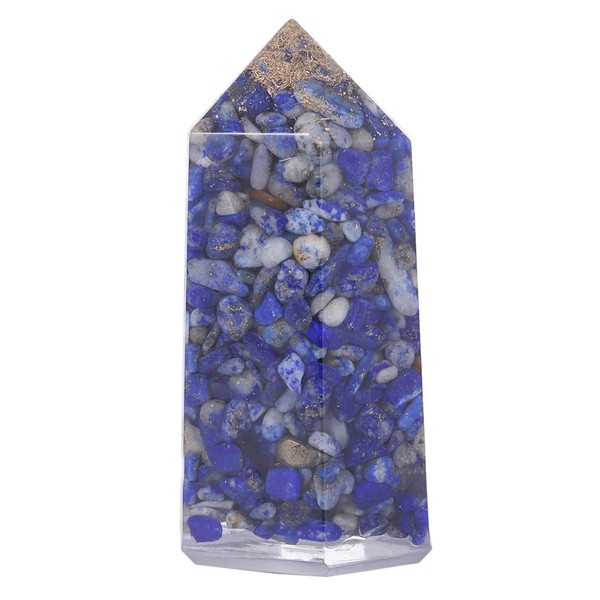 SUNYIK Handmade Orgone Healing Crystal Points Wands, Single Point for Healing Reiki Chakra Meditation Hexagonal Faceted Shaped 2", Lapis Lazuli