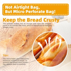 6 x 28 Inch French Bread Bags, 100 Clear Plastic Baugette Long Bags With Free Twist Ties - Mirco Perforated, Thickened, Freezer Safe, Disposable