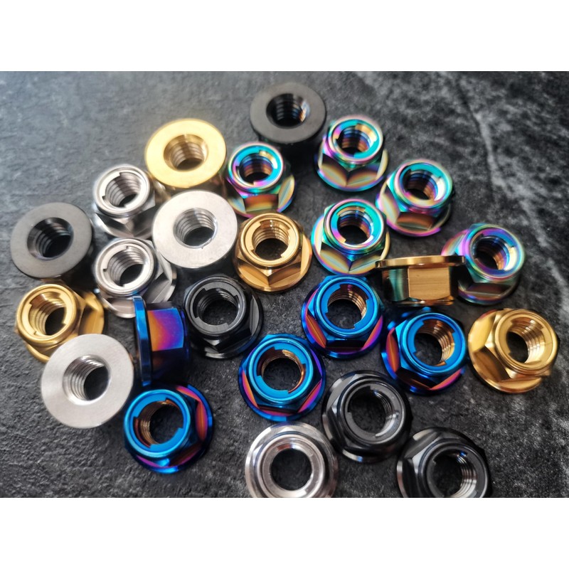 RISON Titanium Nut Titanium Flange Full Metal Lock Nut M10