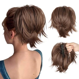 HSAJS Ponytail Extension Claws Clip Short Ponytail Bun Natural Synthetic Hairpieces Ponytail Extension Hair Extensions Messy Bun Hairpieces for Women