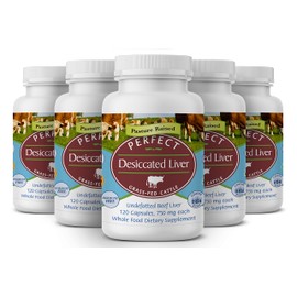 Perfect Supplements – Perfect Desiccated Liver – 120 Capsules – Undefatted Beef Liver – Natural Source of Protein, Iron, Vitamins A & B – 5 Pack