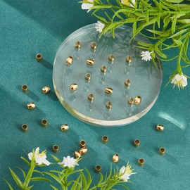 UNICRAFTALE 50Pcs Golden Barrel Pattern Stainless Steel Loose Beads 4mm Large Hole Round Beads Hollow Ball Beads Metal Loose Beads for Jewelry Bracelet Necklace Making 6x6mm