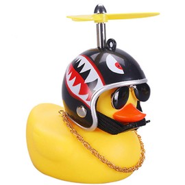 wonuu Rubber Duck Car Ornaments Yellow Duck Car Dashboard Decorations with Propeller Helmet